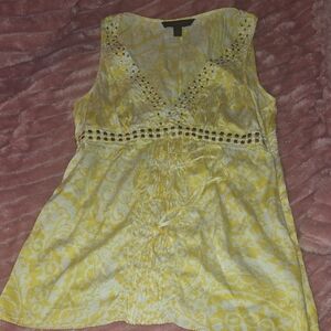 Express Yellow Printed Sleeveless V-Neck Camisole
